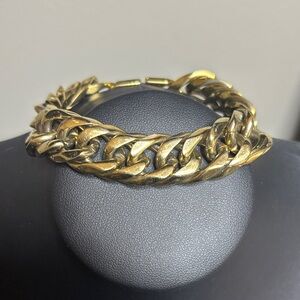 Chunky Stainless Steel Gold Tone Cuban Link Bracelet Unisex